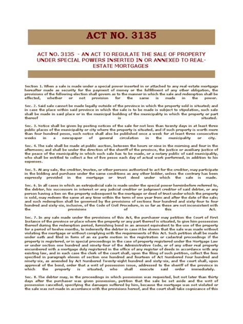 Act No. 3135 : ACTS .